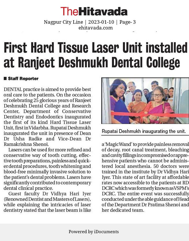 Inauguration of LASER at Department of Conservative Dentistry and Endodontics